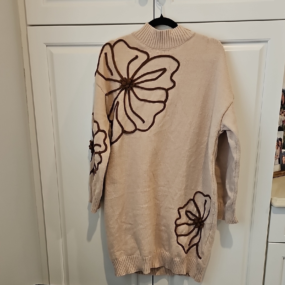 Floral Beige Sweater